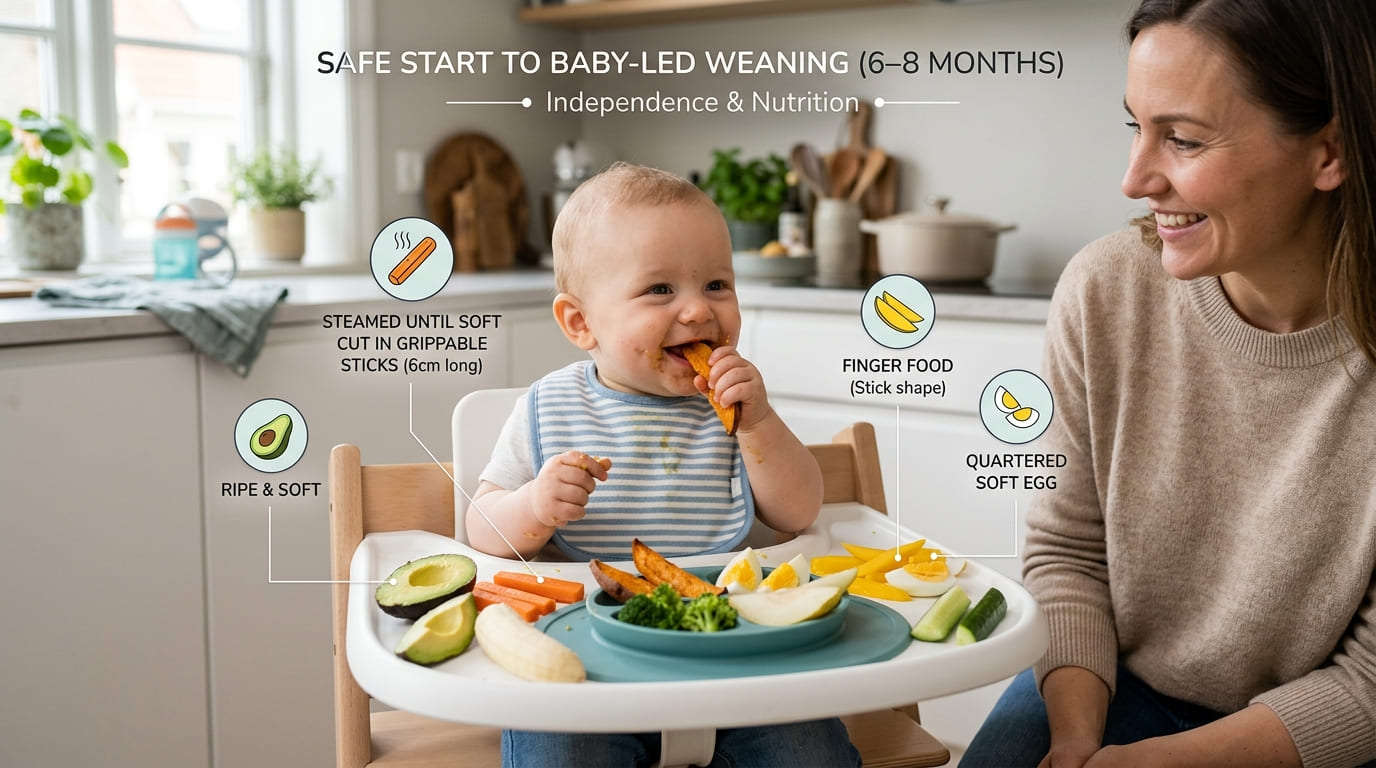 Baby-Led Weaning for Beginners 10 Safe First Foods (And How to Cut Them)
