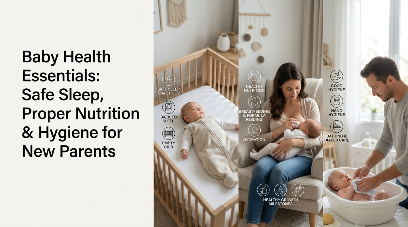 Baby Health Essentials Safe Sleep, Proper Nutrition & Hygiene for New Parents.