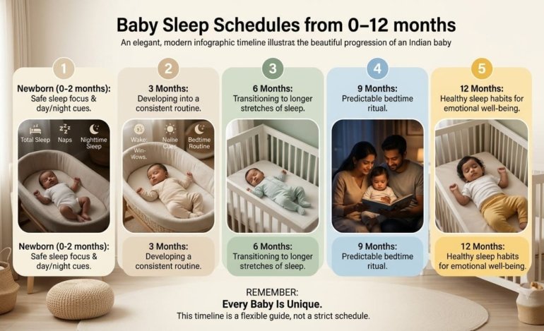 Baby Sleep Schedule Month by Month India Complete 0-12 Guide