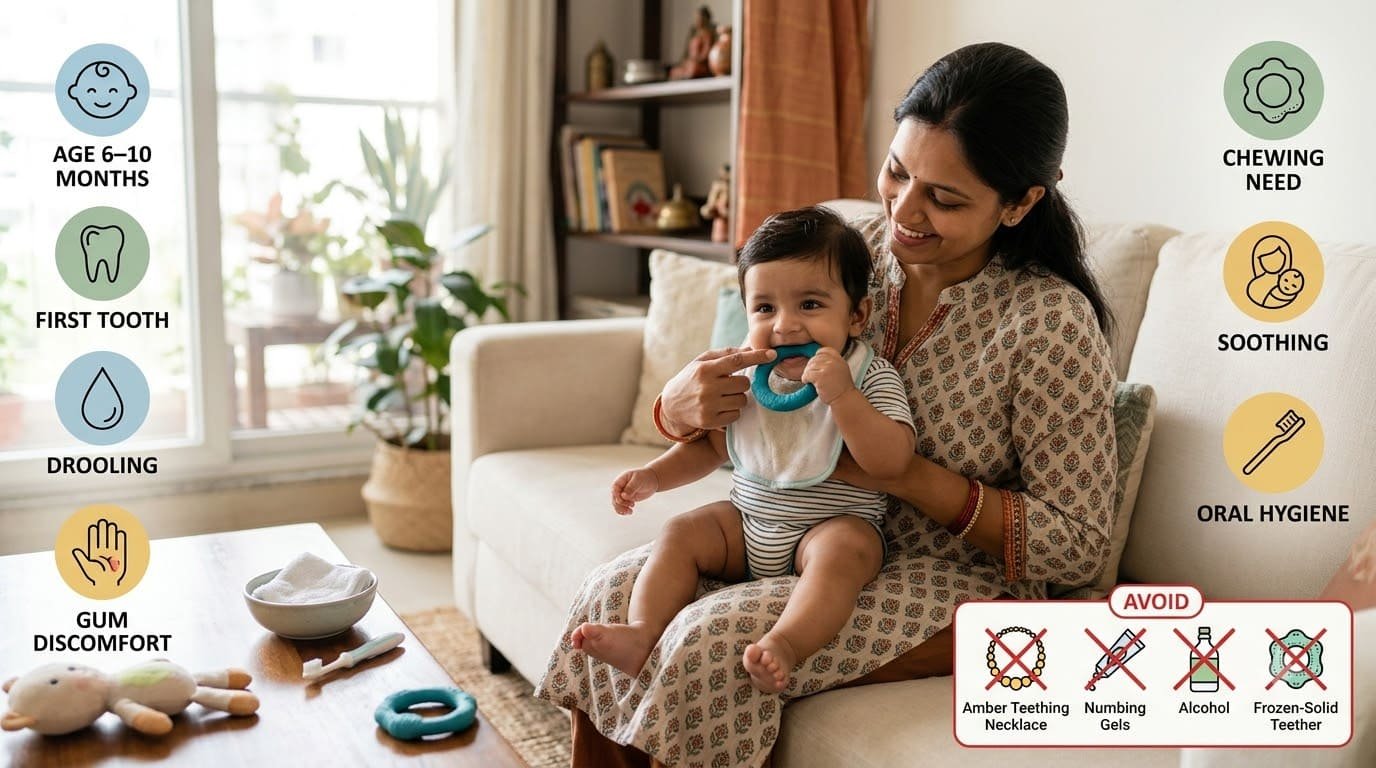 Baby Teething Age, Signs & Home Remedies India — Complete Guide