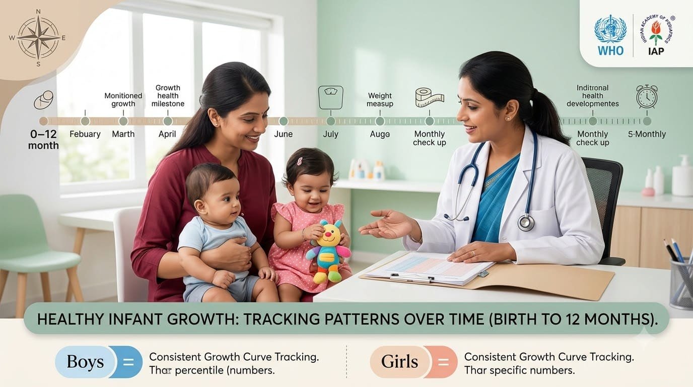 Indian Baby Weight Chart 0-12 Months Boy & Girl kg Guide (WHO + IAP Standards)