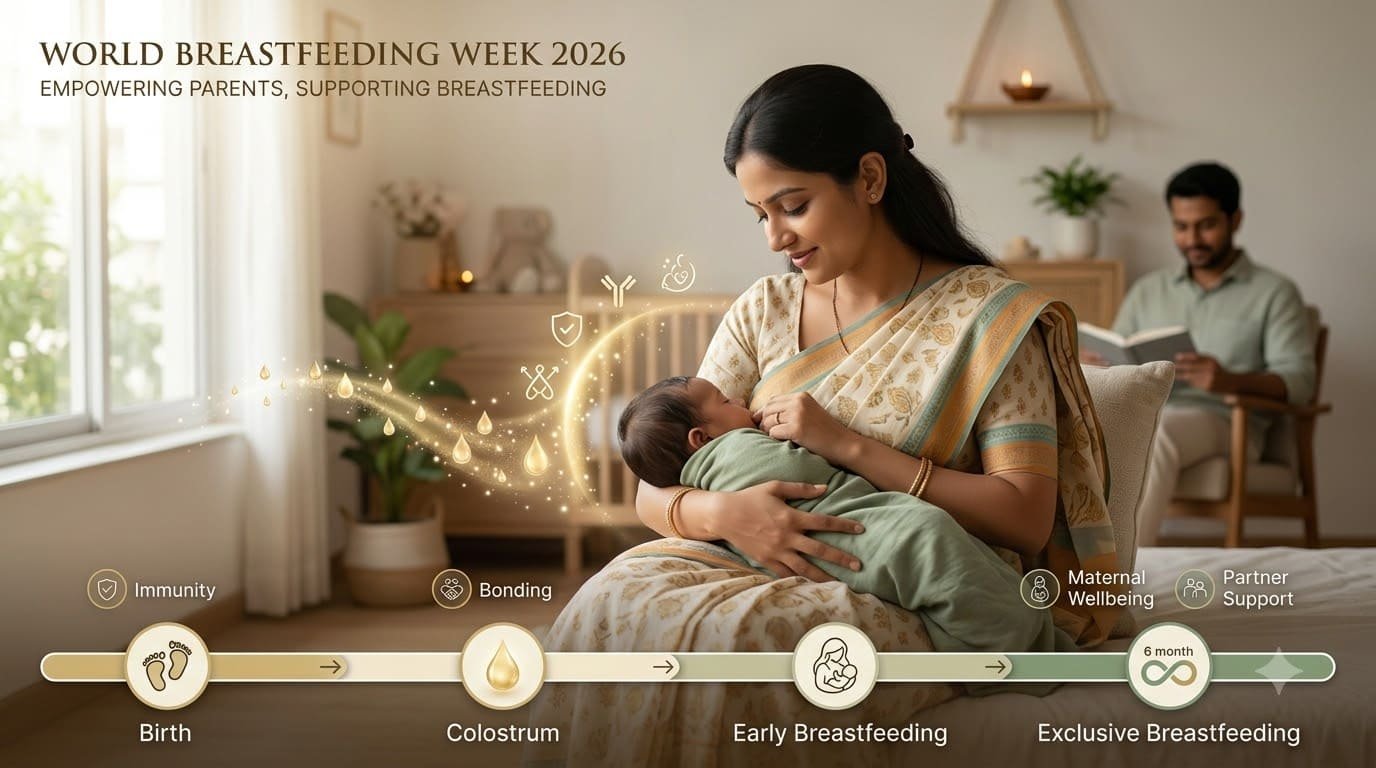 World Breastfeeding Week 2026 India — Indian mother breastfeeding newborn baby